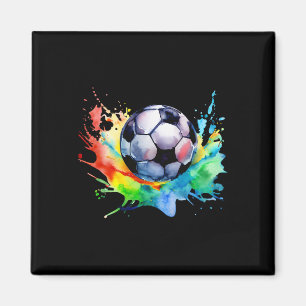 Footbyll Watercolor Soccer Byll Artsy Splash Playe Magnet