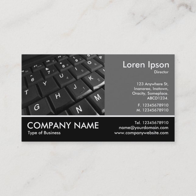 Footed Photo - 60pc Grey - Keyboard 02 Business Card (Front)