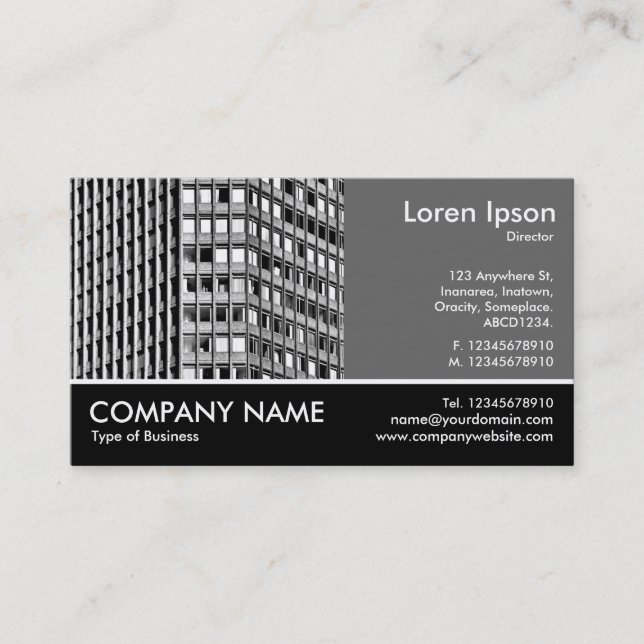 Footed Photo - 60pc Grey - Office Block Business Card (Front)