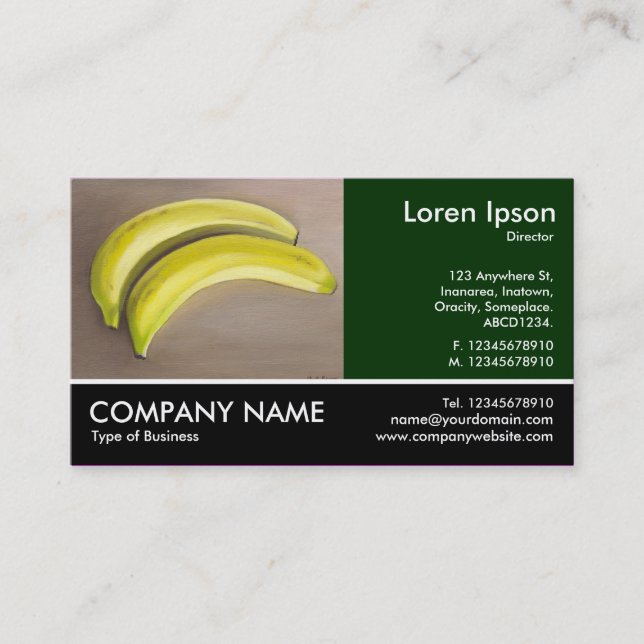 Footed Photo - Dk Green - Bananas (Painting) Business Card (Front)
