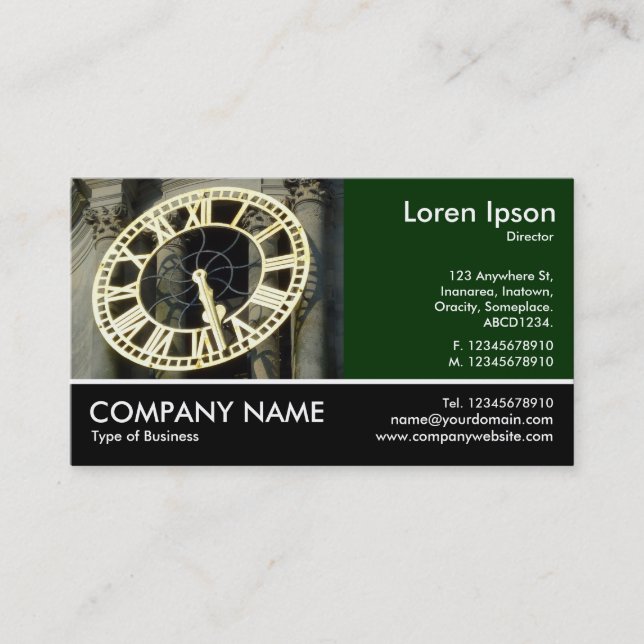 Footed Photo - Dk Green - City Hall Clock Cardiff Business Card (Front)