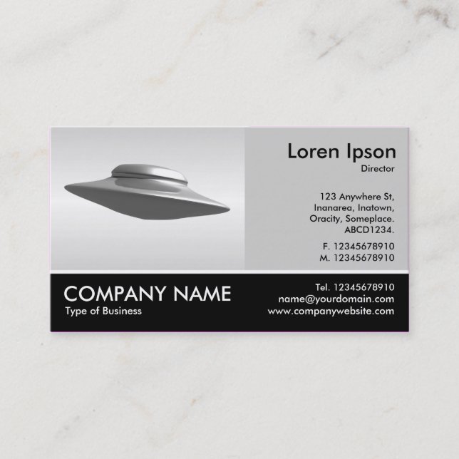 Footed Photo - Lt Grey - Flying Saucer Business Card (Front)