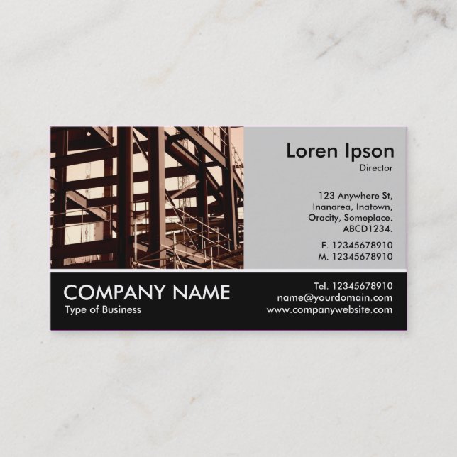 Footed Photo - Lt Grey - Steel Frame Construction Business Card (Front)