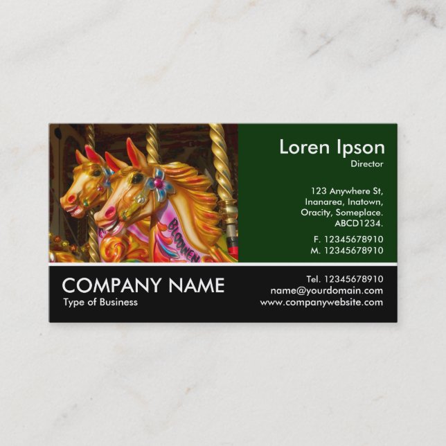 Footed Photo - Merry-go-round Horses Business Card (Front)