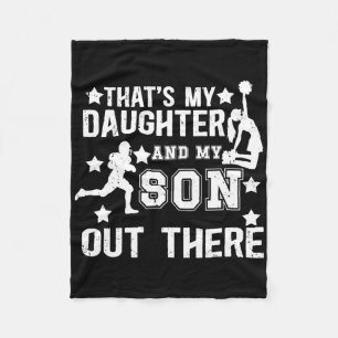 Footll And Cheer Dad Proud Cheerleading And Footll Fleece Blanket