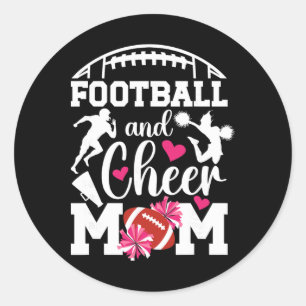 Footll And Cheer Mom Proud Cheerleading And Footll Classic Round Sticker