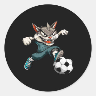 Footll Cat Classic Round Sticker