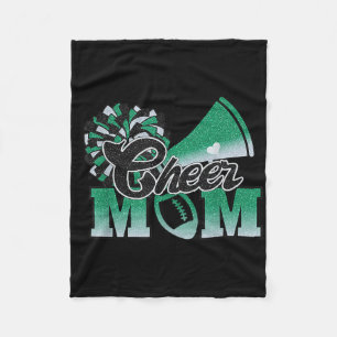 Footll Cheer Mum Biggest Fan Cheerleader Black Gre Fleece Blanket