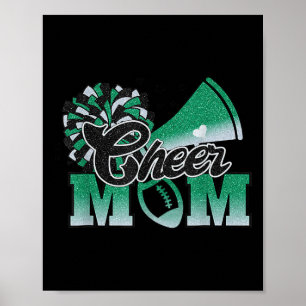 Footll Cheer Mum Biggest Fan Cheerleader Black Gre Poster