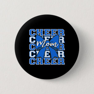Footll Cheer Mum Game Day Blue Bow Cheerleading 6 Cm Round Badge