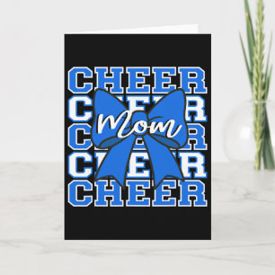 Footll Cheer Mum Game Day Blue Bow Cheerleading Card