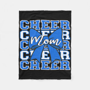Footll Cheer Mum Game Day Blue Bow Cheerleading  Fleece Blanket