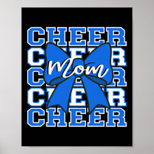 Footll Cheer Mum Game Day Blue Bow Cheerleading Poster