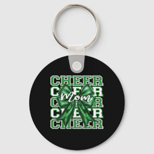 Footll Cheer Mum Game Day Green Bow Cheerleading  Key Ring