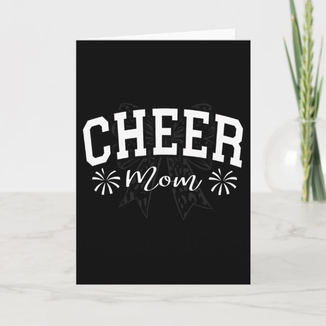 Footll Cheer Mum Game Day Leopard Bow Cheerleading Card (Front)