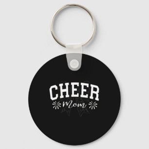 Footll Cheer Mum Game Day Leopard Bow Cheerleading Key Ring