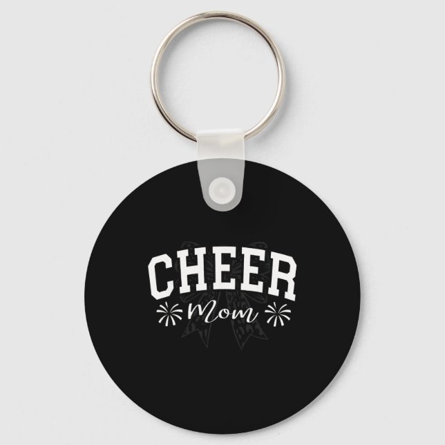 Footll Cheer Mum Game Day Leopard Bow Cheerleading Key Ring (Front)