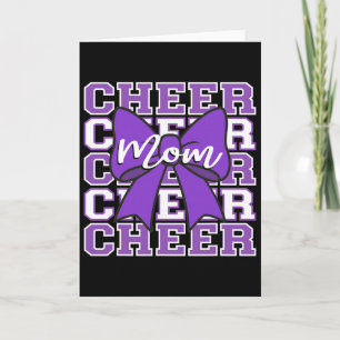 Footll Cheer Mum Game Day Purple Bow Cheerleading Card