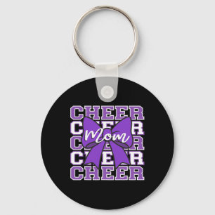 Footll Cheer Mum Game Day Purple Bow Cheerleading Key Ring