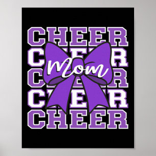 Footll Cheer Mum Game Day Purple Bow Cheerleading Poster