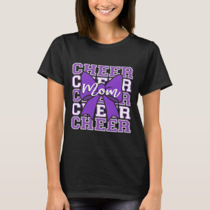 Footll Cheer Mum Game Day Purple Bow Cheerleading T-Shirt