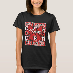 Footll Cheer Mum Game Day Red Bow Cheerleading  T-Shirt