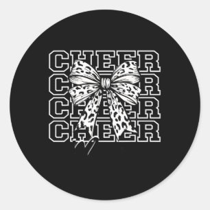 Footll Cheer Mum Game Day White Bow Cheerleading Classic Round Sticker
