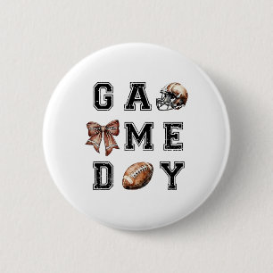 Footll Coquette Bow Footll Mum Game Day Women Girl 6 Cm Round Badge