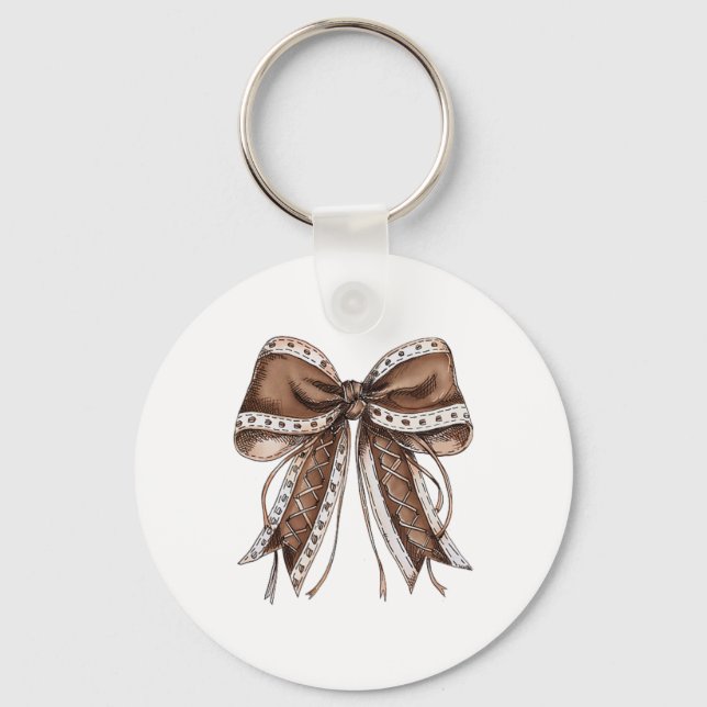 Footll Coquette Bow Game Day Shirt 2 Sided  Key Ring (Front)