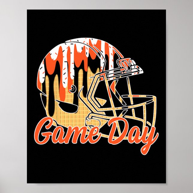 Footll Drip Game Day Sports Footll Mom Go Cheer Or Poster (Front)