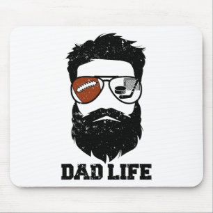 Footll Hockey Dad Messy Hair Beard Footll Hockey D Mouse Pad