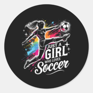 Footll Lovers Just A Girl Who Loves Footll Classic Round Sticker