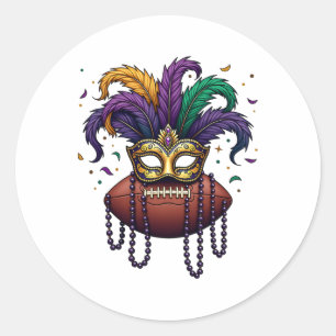 Footll Mardi Gras Mask Beads Classic Round Sticker