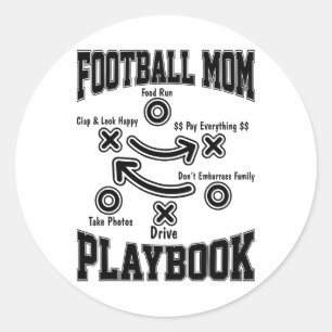 Footll Mum Playbook Footll Player Mama Sport Love Classic Round Sticker