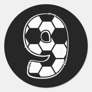 Footll Number 9 Kids Birthday Soccer Maths Day Classic Round Sticker