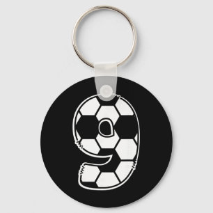 Footll Number 9 Kids Birthday Soccer Maths Day Key Ring