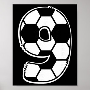 Footll Number 9 Kids Birthday Soccer Maths Day Poster