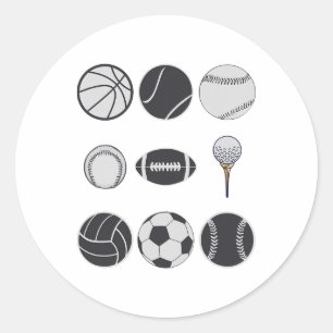 Footll Sell Soccer Volleyll Sketll Cricket Ll Classic Round Sticker