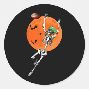 Footll Skeleton Halloween Footll Player Classic Round Sticker