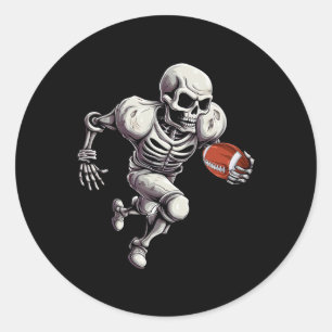 Footll Skeleton Playing Footll Halloween Skull Lov Classic Round Sticker