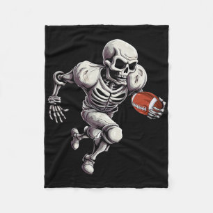 Footll Skeleton Playing Footll Halloween Skull Lov Fleece Blanket
