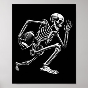 Footll Skeleton Playing Footll Halloween Skull Lov Poster