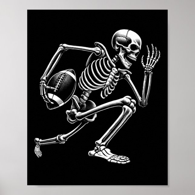 Footll Skeleton Playing Footll Halloween Skull Lov Poster (Front)