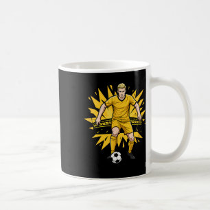 Footll Soccer Black Yellow Player And Stadium Comi Coffee Mug