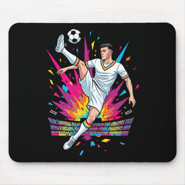Footll Soccer In Rainbow Colour Explosion Comic  Mouse Pad (Front)