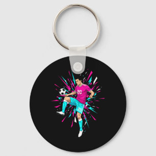 Footll Soccer Perfect Ll Reception In Pink Comic Key Ring