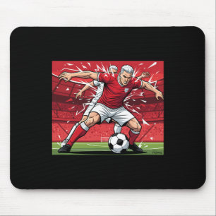 Footll Soccer Player In Red Covering The Ll Comic  Mouse Pad