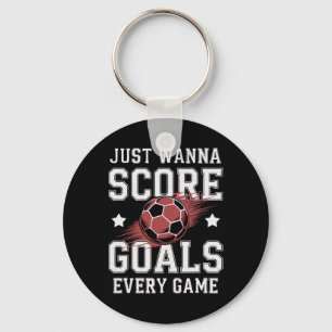 Footll Soccer Player Score More Goals Grroots For Key Ring