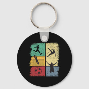 Footll Soccer Players Hand-drawn Retro Boys Men Key Ring
