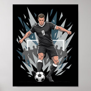 Footll Soccer Striker Scoring The Penalty Comic Poster